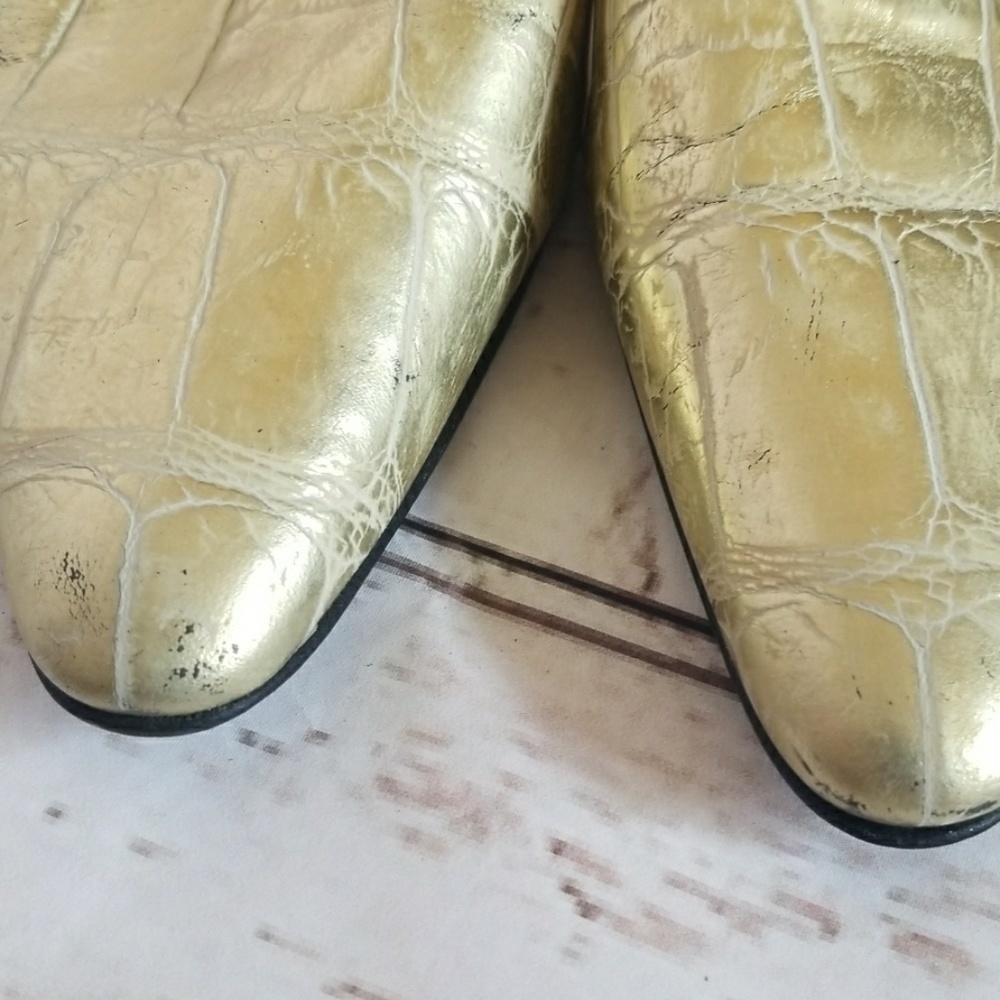 Stephane Kelian Paris point toe sling back gold heels sz 6.5 - Picture 4 of 8